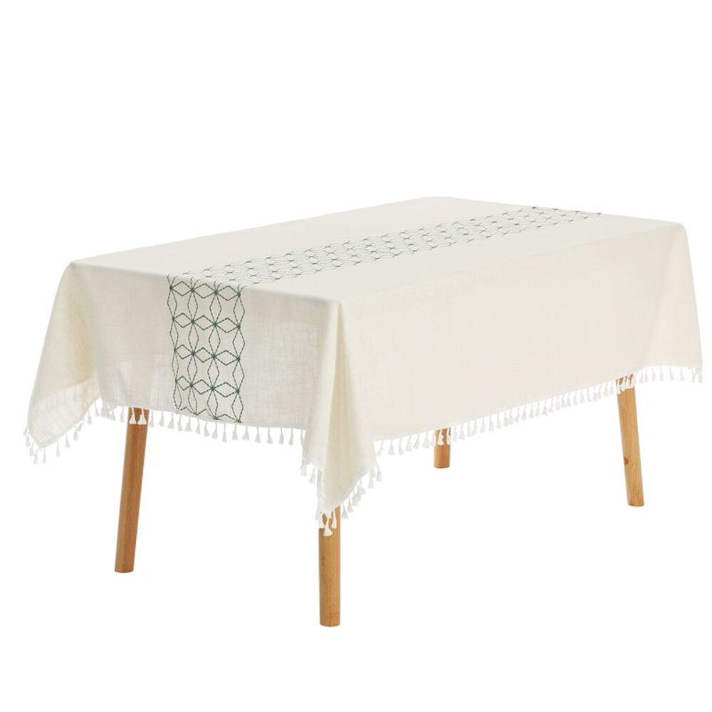 1 Pack Square Rustic Tablecloth, 35x35inch Diamond Green